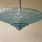 Lamp Hanglamp Schaallamp Blauw Art Deco 1930 Frans thumbnail 6