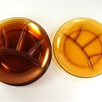 Vintage Glazen Vakjesborden Amber Duralex thumbnail 3
