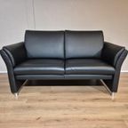 Prominent 2 Zits Bank - Zwart - Leder - Nieuwstaat - Design thumbnail 2
