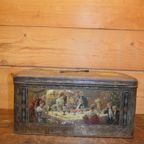 Antieke Lithografische Trommel Met Winterse Taferelen – Wed. J. Bekkers Dordrecht – Lunchtrommel thumbnail 5