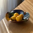 Vintage Signed Xl Ceramic Fruit Bowl thumbnail 6