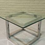 Vintage Chrome En Glas Bijzettafel Salontafel Sidetable thumbnail 13