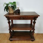 Landelijke Frans Eikenhouten Sidetable Wandtafel Met Lade thumbnail 3