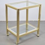 Vintage Bar Cart Trolley Serveerwagen Regency Messing Glas thumbnail 2