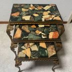 Vintage Nesting Tables / Mimiset Met Onyx Bladen Regency Stijl thumbnail 6