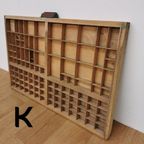 Brocante, Bruine Antieke Houten Letterbak, Wanddecoratie K thumbnail 6