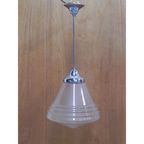 Art Deco Hanglamp Met Mat Glazen Kap thumbnail 3