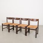 Mid-century Wengé Eetkamerstoelen Met Rotan Zitting - Set Van 4 thumbnail 4