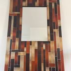 Unieke Spiegel. Deens Design Spiegel. Mid Century Stalen Spiegel. Zeldzame Spiegel thumbnail 5