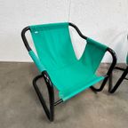 Tweetal Vintage Deense Fauteuils, Xcol, Zwart Staal Met Groene Stof, 1980’s thumbnail 6