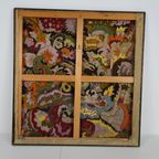 Origineel Frans Handgeborduurd Textiel – Griffin & Bloemmotief – Ca. 1930–1940 thumbnail 5