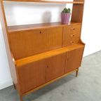 Teak Fineer Kast Uit Zweden Met Klep En Lades thumbnail 5