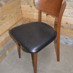 Retro Stoeltje Teak Met Zwarte Bekleding thumbnail 4