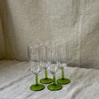 4X Vintage Champagne Flute Met Groene Voet, Reliving thumbnail 7