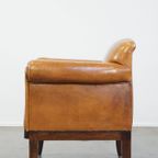 Luxe, Gerestaureerde Antieke Art Deco Schapenleren Fauteuil Met Een Correct Zitcomfort thumbnail 6