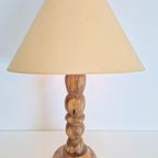 Vintage Brutalist Hout Tafellamp ’50 Mid Century Japandi thumbnail 3