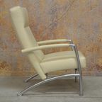 Zganieuw Witte Leren Leolux Helical Design Fauteuil + Poef thumbnail 6