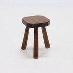 Artisan Stained Pine Stool France 1950S thumbnail 2