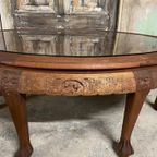 Vintage Jaren ‘50 Chinese Theetafel/ Salontafel Met Originele Glasplaat. thumbnail 7