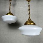 2X Art Deco Opaline Hanglampen (Conisch) thumbnail 4
