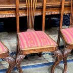 Set - 5 Chippendale Stijl Stoelen. Massief Eiken. thumbnail 4