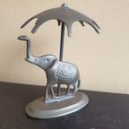 Vintage Messing / Koper Olifant Met Parasol / Paraplu thumbnail 2