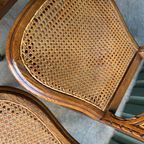 Set/6 Art Deco Webbing Stoelen Met Hout Snijwerk thumbnail 7