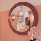 1960s Round Wall Mirror With Teak Frame thumbnail 4