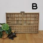 Brocante, Bruine Antieke Houten Letterbak, Wanddecoratie B thumbnail 2