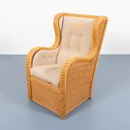 Vintage Italian Design Wicker Lounge Armchair / Fauteuil thumbnail 9