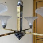Lamp Art Deco 1930 Modernistisch 4 Arms Matglazen Schalen thumbnail 11