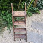 Frans Vintage Houten Trapje , Plantenstandaard Decoratie thumbnail 8