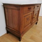 Vintage Antiek Frans Dressoir Commode Ladekast Badkamermeubel Met Marmer Blad 904 thumbnail 10