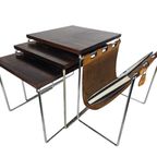 Dutch Design - Brabantia Holland - Mime Set - Lectuurbak - Vintage Bijzettafel Met Cognac Tuigler thumbnail 2