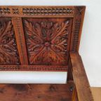 Antieke, Vintage Walnoot Houten Kerkbank, Halbank, Bank thumbnail 15