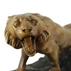 Art Deco Brullende Tijger Beeld Sculptuur Bronzen Patina Gips thumbnail 10