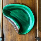 Mid Century Modern Franse Groen Keramiek Schaal Vintage thumbnail 3