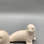 Set Zeehonden Wit Keramiek Vintage 2 Stuks thumbnail 4