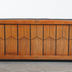 Art Deco Schuitema 2,5-zits Lederen Design Bank Uit De Decoforma Serie Met Uniek Houtwerk thumbnail 3