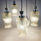 Vintage - Cascade - Messing Hanglamp Met 5 Glazen Kelken - 60'S thumbnail 6