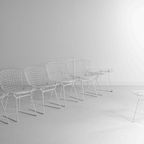 Vintage Mid-Century Set Van 7 Witte Harry Bertoia Eetkamerstoelen thumbnail 13