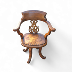 Victorian Swivel Walnut Armchair, England, Late 19th Century thumbnail 4