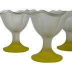 Set Of 6 Frosted Glass Ice Cream / Desert / Sundae Coupes - Floral Decor Made By Kig Indonesia - thumbnail 3