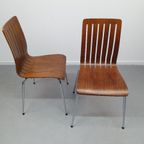 Set (2) Design Stoelen In Walnoot Fineer. Poten In Chroom. thumbnail 9