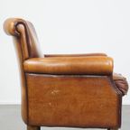 Karaktervolle En Comfortabele Cognac-kleurige Vintage Schapenleren Armchair thumbnail 2