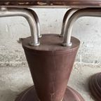 Set Van 2 Houten Art Nouveau Tafels Met Gewoven Tafelblad thumbnail 6