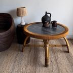 Rotan Bamboe Salontafel Mer Marmer Look Blad Vintage thumbnail 9