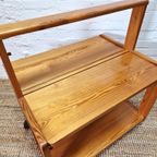 Vintage Scandinavische Grenen Barcart Serveerwagen thumbnail 2