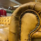 Oude Antieke / Vintage Chesterfield 3 Zits Bank Cognac Bruin thumbnail 8