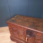 Grote Spaanse Antieke Kastanjehouten Primitieve Kist thumbnail 14